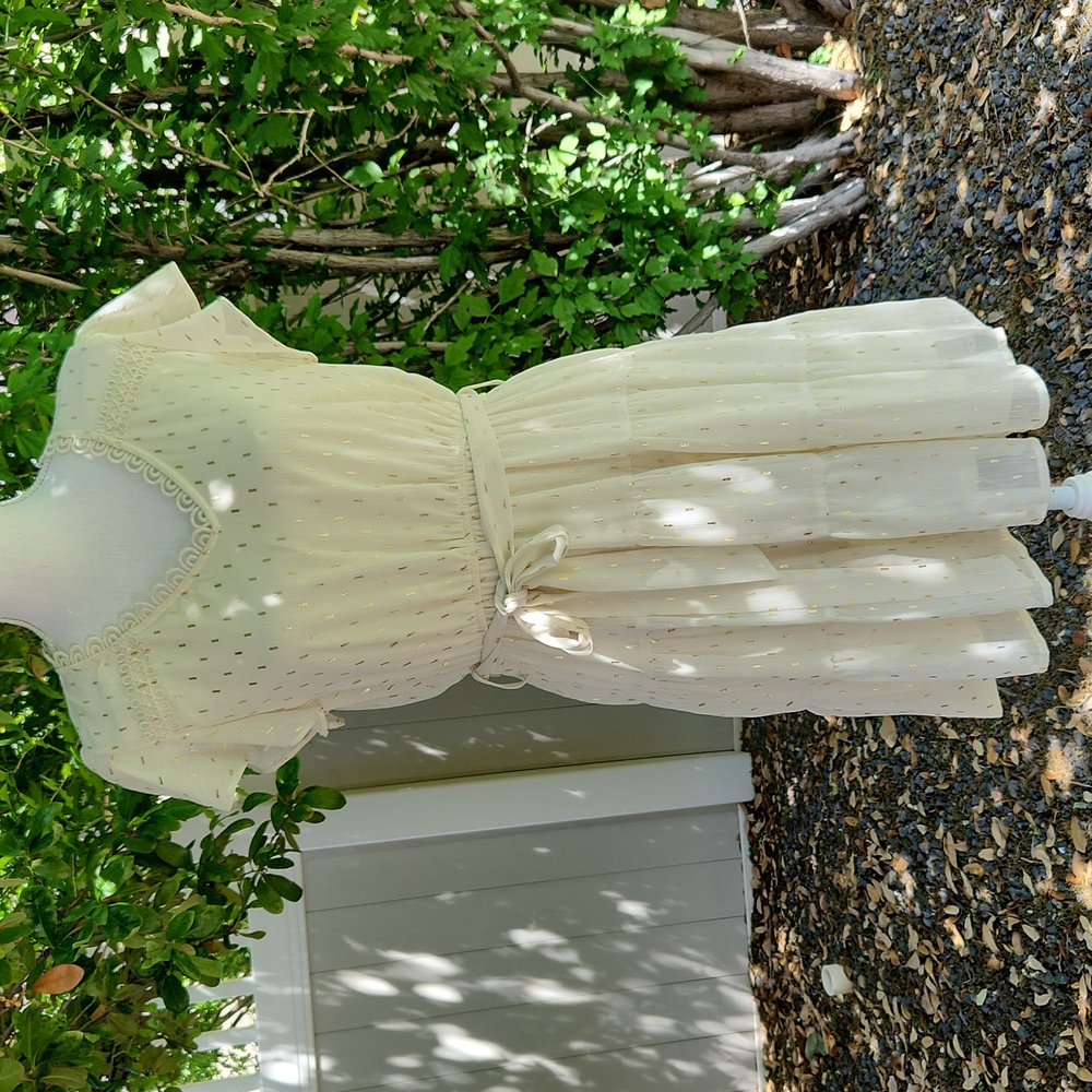 Ivory & Gold Flecked Dress L